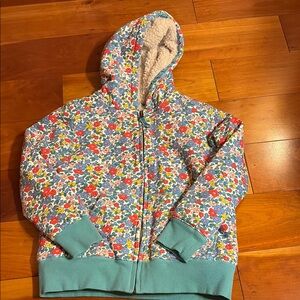 Boden Floral Hoodie with Sherpa Lining girls size 9-10y